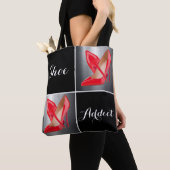 赤いハイヒールの靴の常習者のコラージュ トートバッグ (クローズアップ)