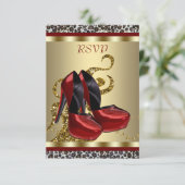 赤いハイヒール靴 レオパード柄 スイート16 返信のお願い 出欠カード (スタンド正面)