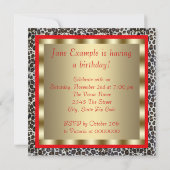 赤いハイヒール靴 レオパード スイート16 誕生日 招待状 (裏面)