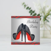 赤いハイヒール靴 赤いシマウマの誕生日パーティー 招待状 (スタンド正面)