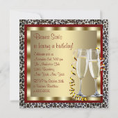 赤いハイヒール靴 赤いヒョウ柄 誕生日 招待状 (裏面)