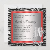 赤いハイヒール 赤いゼブラ コクテイルズ バースデー 招待状 (裏面)