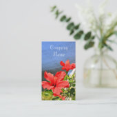 赤いハイビスカスによっては名刺が開花します 名刺 (スタンド正面)
