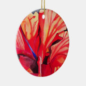 赤いハイビスカスのトロピカルな花の水彩画アート セラミックオーナメント (右)