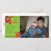 赤いハイビスカスの休日のクリスマスの写真カード シーズンカード (正面/裏面)