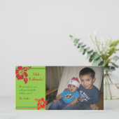 赤いハイビスカスの休日のクリスマスの写真カード シーズンカード (スタンド正面)