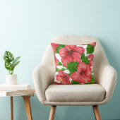 赤いハイビスカスの水の色パターン クッション (椅子)