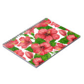 赤いハイビスカスの水の色パターン ノートブック (左側)