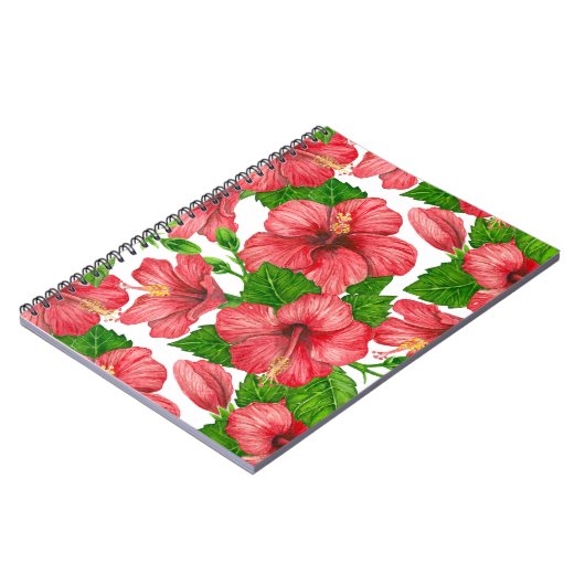 赤いハイビスカスの水の色パターン ノートブック (左側)