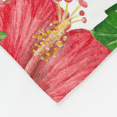 赤いハイビスカスの水の色パターン フリースブランケット (角)