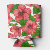 赤いハイビスカスの水の色パターン 缶クーラー (裏面)