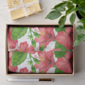 赤いハイビスカスの水の色パターン 薄葉紙 (ギフト)