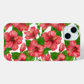 赤いハイビスカスの水の色パターン Case-Mate iPhoneケース (裏面 (横))
