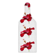 赤いハイビスカスの花の横から見た図