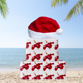 赤いハイビスカスの花の横姿 ラッピングペーパー