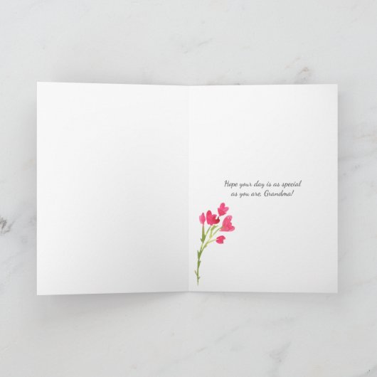 赤いハイビスカスの花の祖母の誕生日 カード (内部)