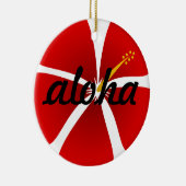 赤いハイビスカスの花アロハのクリスマス装飾品 セラミックオーナメント (右)