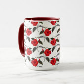 赤いハイビスカスの花シームレスな背景 マグカップ (正面左)