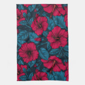 赤いハイビスカスの花 キッチンタオル (縦)