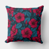 赤いハイビスカスの花 クッション (正面)