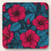 赤いハイビスカスの花 コースター (正面)