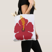 赤いハイビスカスの花 トートバッグ (クローズアップ)
