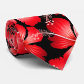 赤いハイビスカスの花 ネクタイ (ロール)