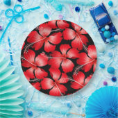 赤いハイビスカスの花 ペーパープレート (パーティー)