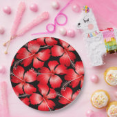 赤いハイビスカスの花 ペーパープレート (パーティー)