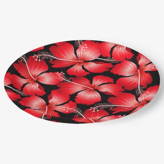 赤いハイビスカスの花 ペーパープレート (アングル)