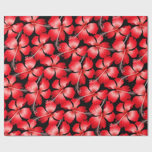 赤いハイビスカスの花 ラッピングペーパー (フラット)