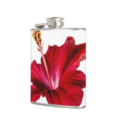 赤いハイビスカスの花 横から見たところ フラスク (左)