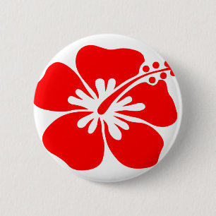 赤いハイビスカスの花 缶バッジ