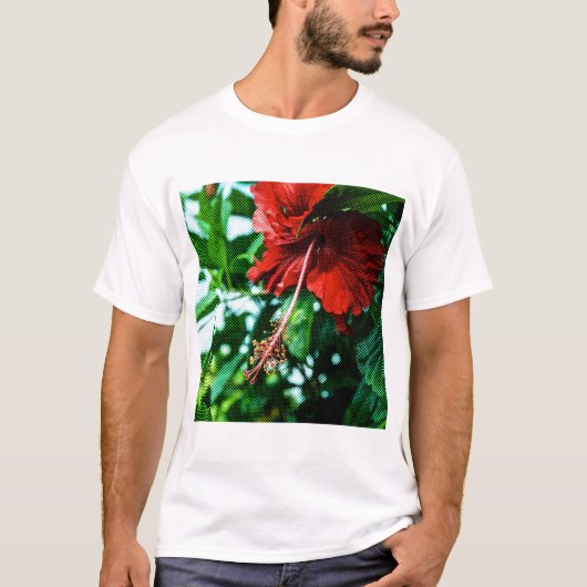 赤いハイビスカスの花 Tシャツ (正面)