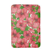 赤いハイビスカスパターンII バスマット (正面縦)