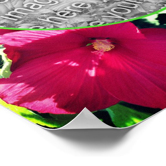 赤いハイビスカスフラワーフレーム自分の写真を追加 ポスター (角)