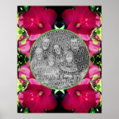 赤いハイビスカスフラワーフレーム自分の写真を追加 ポスター (正面)