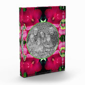 赤いハイビスカスフラワーフレーム フォトブロック (左)