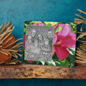 赤いハイビスカスフラワー自分の写真を追加 フォトプラーク (側面)