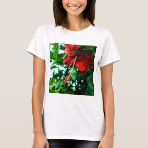 赤いハイビスカスフラワー Tシャツ