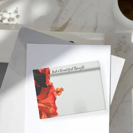 赤いハイビスカスフラワーJust Beautiful Thoughtsグレー ポストイット