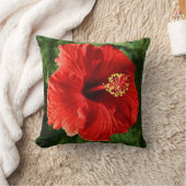 赤いハイビスカス クッション (ブランケット)