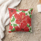 赤いハイビスカス クッション (ブランケット)