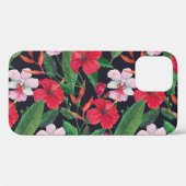 赤いハイビスカス、蘭、熱帯水色。 Case-Mate iPhoneケース (裏面 (横))