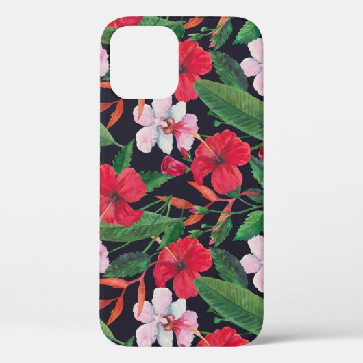 赤いハイビスカス、蘭、熱帯水色。 Case-Mate iPhoneケース (裏面)