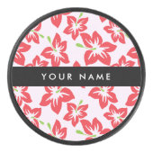 赤いハイビスカス、赤い花、あなたの名前 アイスホッケーパック (正面)