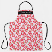 赤いハイビスカス、赤い花、あなたの名前 エプロン (正面)