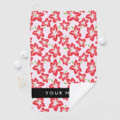 赤いハイビスカス、赤い花、あなたの名前 ゴルフタオル (インサイチュ)