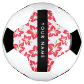 赤いハイビスカス、赤い花、あなたの名前 サッカーボール (回転)