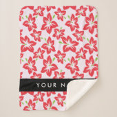 赤いハイビスカス、赤い花、あなたの名前 シェルパブランケット (正面)